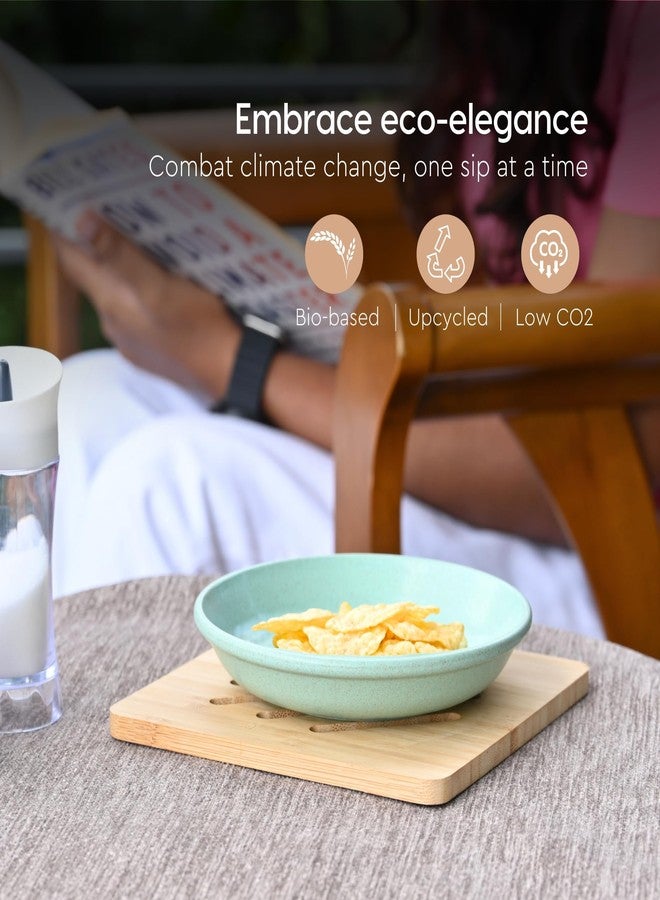 Eha Earth-Friendly Small Plates Set for Snacks | Snacks Plates Set of 6 | Snacks Plates Made with Rice Husk Biocomposite | Microwave Safe Plates | Snack Plate Set for Kitchen| 6 inch | Celeste - Image 2