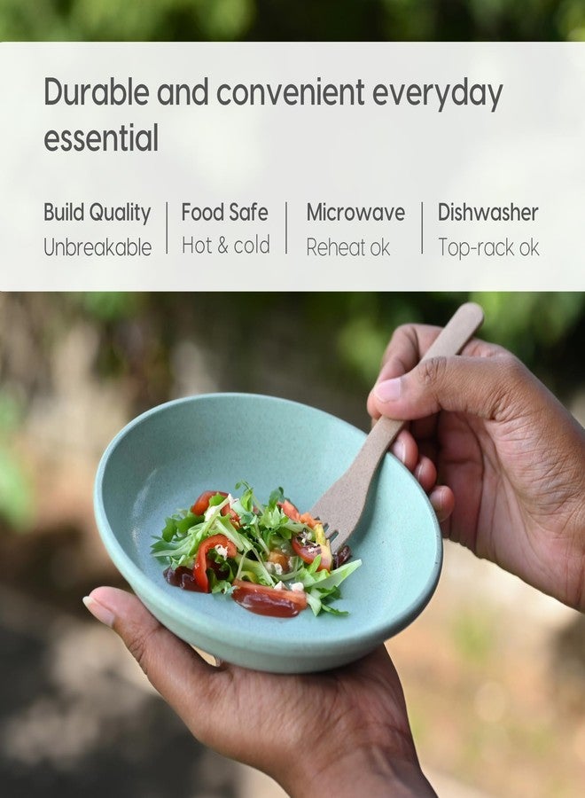 Eha Earth-Friendly Small Plates Set for Snacks | Snacks Plates Set of 6 | Snacks Plates Made with Rice Husk Biocomposite | Microwave Safe Plates | Snack Plate Set for Kitchen| 6 inch | Celeste - Image 3