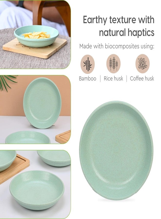 Eha Earth-Friendly Small Plates Set for Snacks | Snacks Plates Set of 6 | Snacks Plates Made with Rice Husk Biocomposite | Microwave Safe Plates | Snack Plate Set for Kitchen| 6 inch | Celeste - Image 4