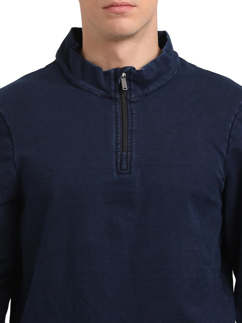 Turtle Men Cotton Tencel Slim Fit Full Sleeve Blue Sweatshirt - Image 5