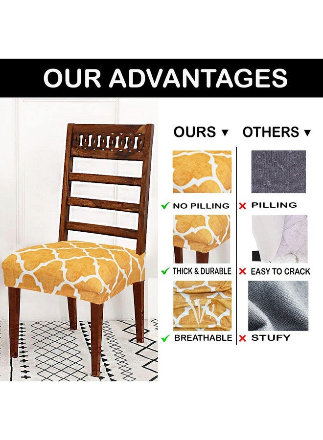 AMAZE ATTIRES غطاء مقعد كرسي طعام بحجم عالمي من AMAZE ATTIRES مجموعة من 6 قطع قابلة للغسل بسهولة وقابلة للتمدد ومريحة لديكور غرفة الطعام (أصفر) - Image 4