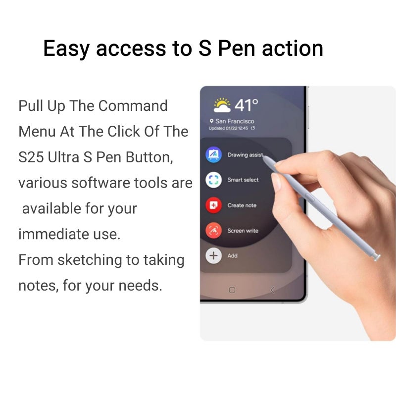 Qenw S25 Ultra S Pen Replacement for Samsung Galaxy S25 Ultra Stylus Pen, with 5 PCS Tips/Nibs Replacement (Gray) - Image 3