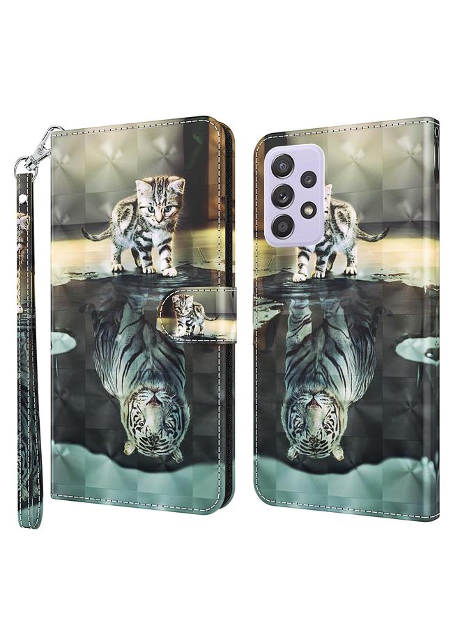 اس-توب جراب لهاتف Samsung Galaxy A33 5G بنمط رسم ثلاثي الأبعاد مصنوع من مادة TPU + جلد PU - Image 1