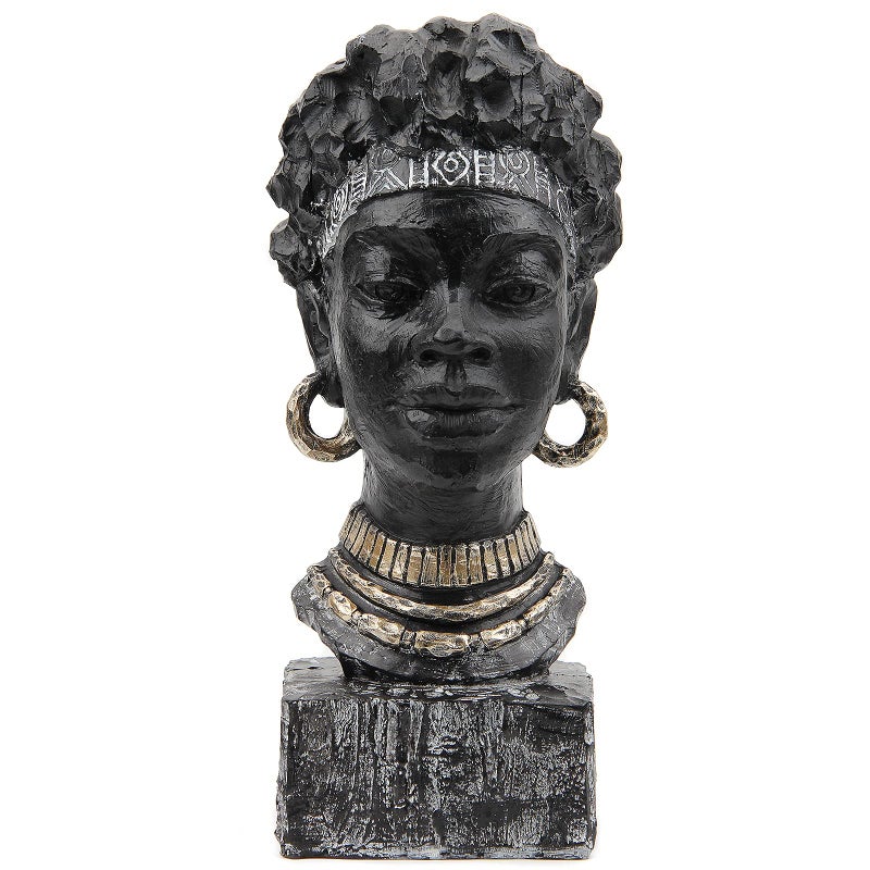Leekung African Statues and Sculptures for Home DecorAfrican Figurines Head Statue Decorations for HomeAfrican Art Sculptures Woman Statue Decor for Living Room Antique Black Color