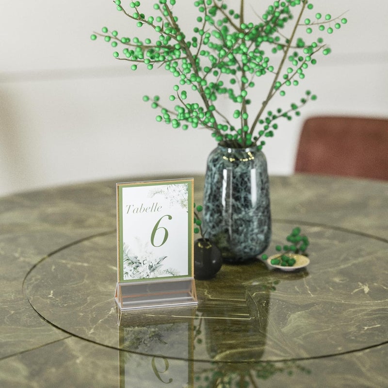 Sezanrpt Acrylic Table Numbers Wedding 5x7 Vertical 4 Pack, Gold Menu Card Holder, Clear Table Top Display - Image 4