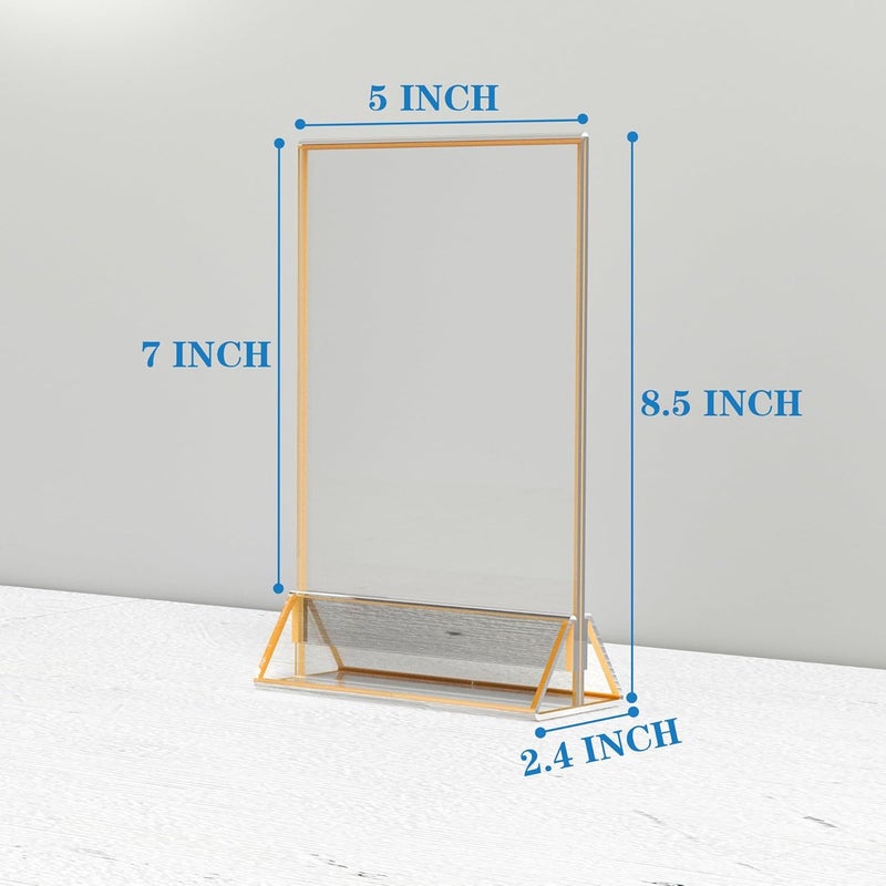 Sezanrpt Acrylic Table Numbers Wedding 5x7 Vertical 4 Pack, Gold Menu Card Holder, Clear Table Top Display - Image 2