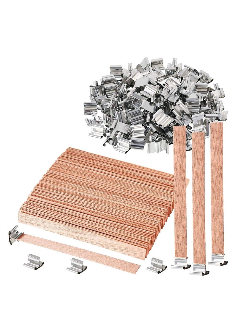 Y&D Wood Wicks Kit for Candle Making,100 Pcs Wooden Smokeless, Natural Environmental Friendly Cores with & Centering Tool Making DIY Craft  - Image 1