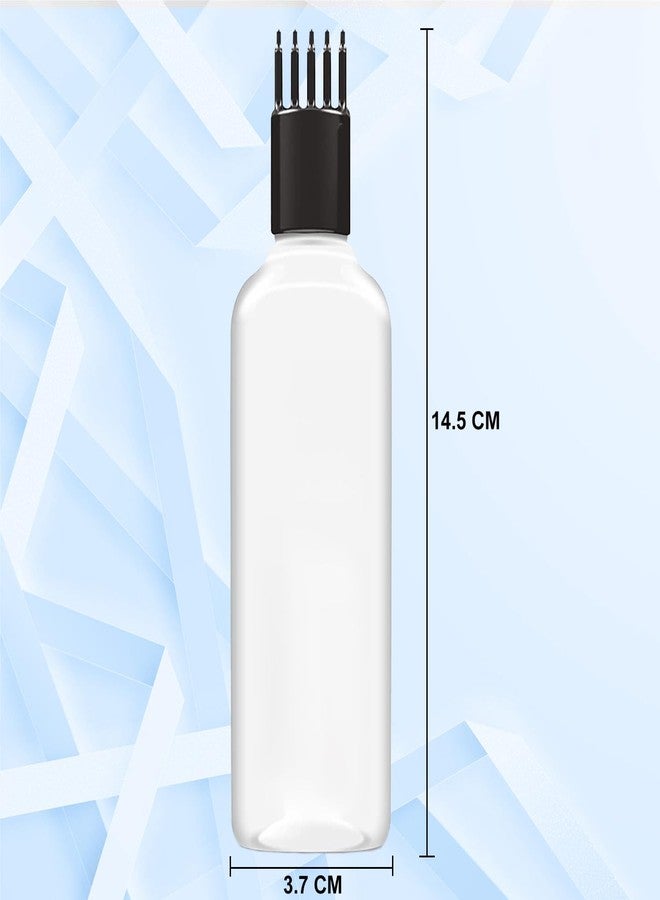 HUNCHA Hair Root Applicator Bottle With Comb For Applying Hair Oil, Shampoo And Medicine, Comb Dye Applicator Bottle For Scalp, Hair Care Refillable Empty Comb Cap Bottle Round 100 Ml, Pack of 10 - Image 2