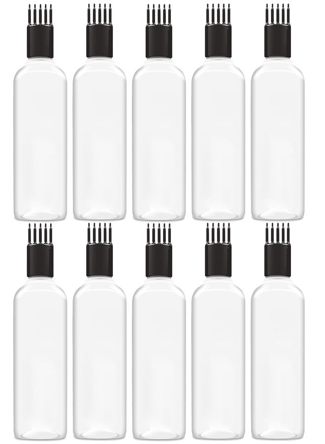 HUNCHA Hair Root Applicator Bottle With Comb For Applying Hair Oil, Shampoo And Medicine, Comb Dye Applicator Bottle For Scalp, Hair Care Refillable Empty Comb Cap Bottle Round 100 Ml, Pack of 10 - Image 1
