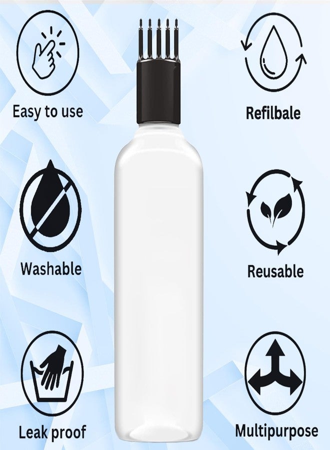 HUNCHA Hair Root Applicator Bottle With Comb For Applying Hair Oil, Shampoo And Medicine, Comb Dye Applicator Bottle For Scalp, Hair Care Refillable Empty Comb Cap Bottle Round 100 Ml, Pack of 10 - Image 4