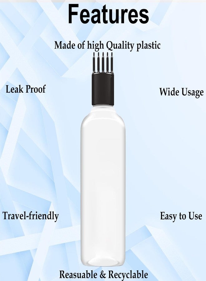 HUNCHA Hair Root Applicator Bottle With Comb For Applying Hair Oil, Shampoo And Medicine, Comb Dye Applicator Bottle For Scalp, Hair Care Refillable Empty Comb Cap Bottle Round 100 Ml, Pack of 10 - Image 3