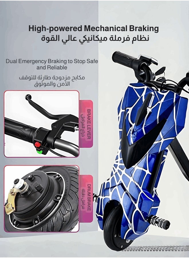 Egg Premium 36V Electric Drift Scooter for Kids | Bluetooth LED Kids Motor with 360° Drifting Electronic Brake Motor Rated Power: 250W Bluetooth, three-speed adjustment, telescopic rod, LED light, power display, 6.5-inch solid tire, front solid wheel, rear wheel luminous Outer box size: 57*44*21CM Gross weight: 9.0KG BLUE  - Image 2