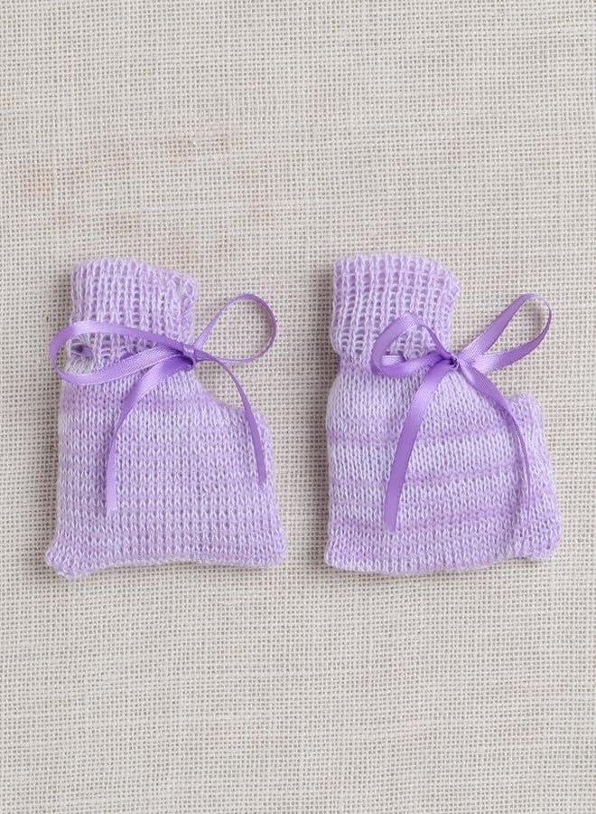 BUMZEE كنزة صوفية بأكمام طويلة للبنات الصغيرات من بامزي، لونها لافندر، مع قبعة وجوارب، مناسبة لعمر 3-6 أشهر (Peb10071C-lvd) - Image 5