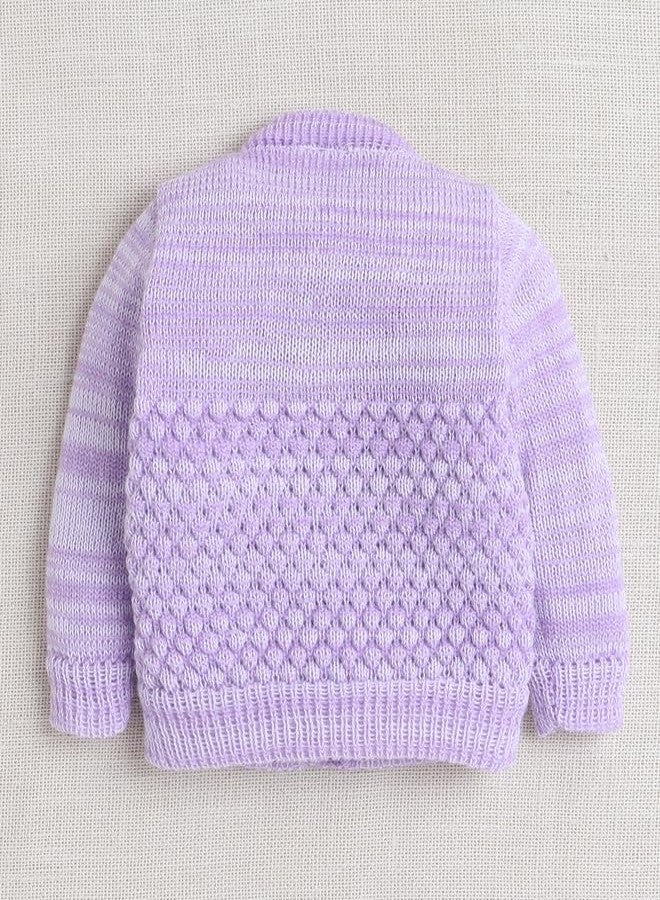 BUMZEE كنزة صوفية بأكمام طويلة للبنات الصغيرات من بامزي، لونها لافندر، مع قبعة وجوارب، مناسبة لعمر 3-6 أشهر (Peb10071C-lvd) - Image 3