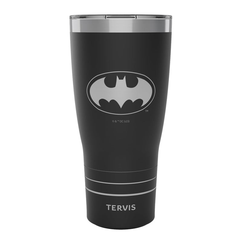 Tervis Traveler DC Comics Batman Logo Engraved on Onyx Shadow Triple Walled Insulated Tumbler Travel Cup Keeps Drinks Cold Hot 30oz Onyx Shadow