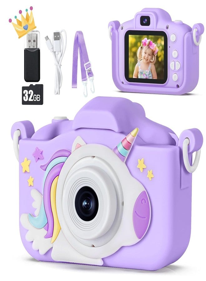 RahiGlow Upgraded 48MP Kids Camera for Girls Boys 3-12, Video Selfie Camera-Christmas Birthday Gift for Toddler, HD Digital Camera Toy for Child with 32GB SD Card & Silicone Cover (Purple) (Purple) - Image 1