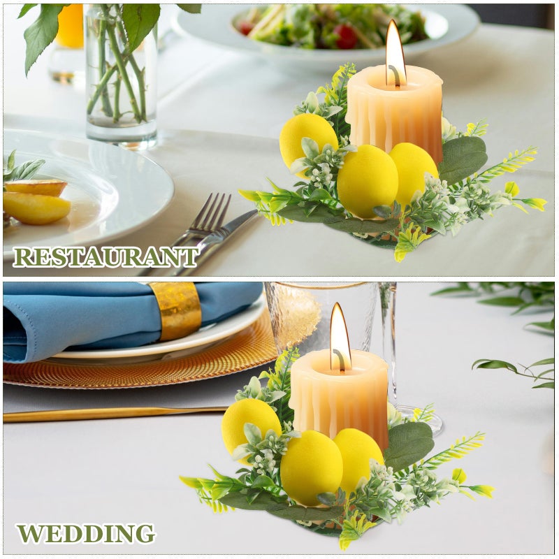 2pcs Artificial Garland Candle Spring Table Decoration Farmhouse Style Faux Floral Wreath For Wedding Centerpiece - Image 4