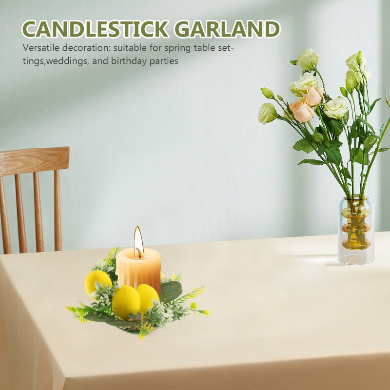 2pcs Artificial Garland Candle Spring Table Decoration Farmhouse Style Faux Floral Wreath For Wedding Centerpiece - Image 5