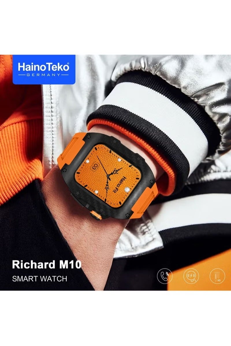 Haino Teko Richard M10 Smart Watch for Men & Boys – Wireless Charger, 3 Interchangeable Straps, Built-in Protection Case, Stylish Design - Image 3