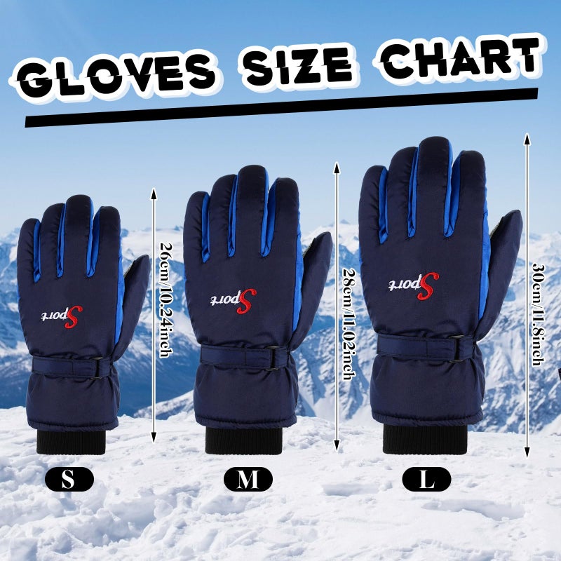 Jeere 2 Pairs Winter Ski Gloves Men Women Waterproof Snow Gloves Adjustable Snowboard Mittens with Zipper Strap Hook Pocket(Red Blue,Red Black,S) - Image 4