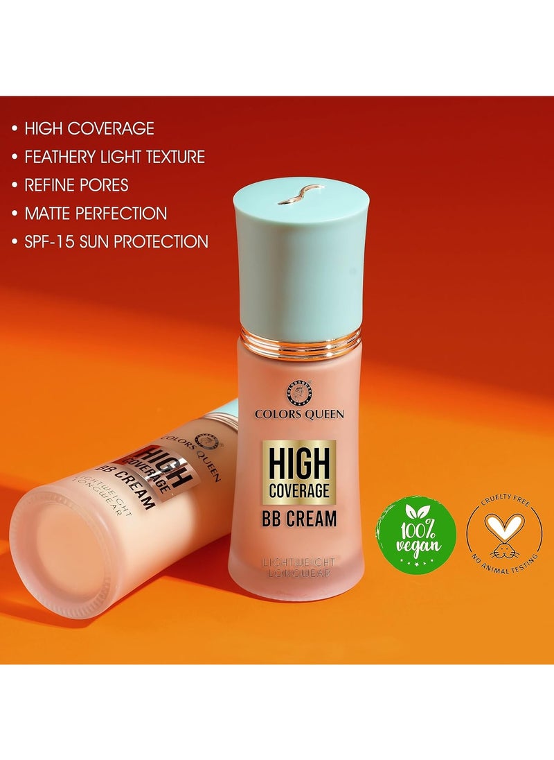 COLORS QUEEN High Coverage BB Cream SPF15 Lightweight Matte Foundation Face Makeup Long Lasting Jojoba Seed Oil White Ivory 50g  - Image 3