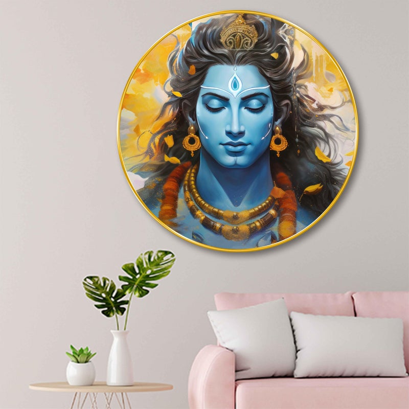 SAF Lord Shiva Round Wall Painting – Spiritual Home Décor with Golden Frame | Mahadev Wall Art for Living Room, Bedroom, Temple & Office | Meditation & Devotional Gift (16 X 16 Inch) GRM-285 - Image 5