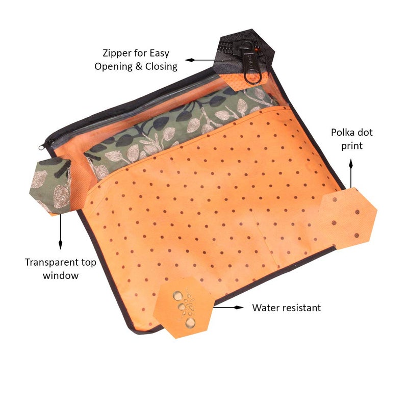 PrettyKrafts PrettyKrafts Non Woven Saree Covers With ZIP Pack of 3 Size17 15 Inches Single Sari Storage BagsCoverPouches for Packing New Sadi Wardrobe Organizer For SareesCloths With Top Window Orange - Image 4