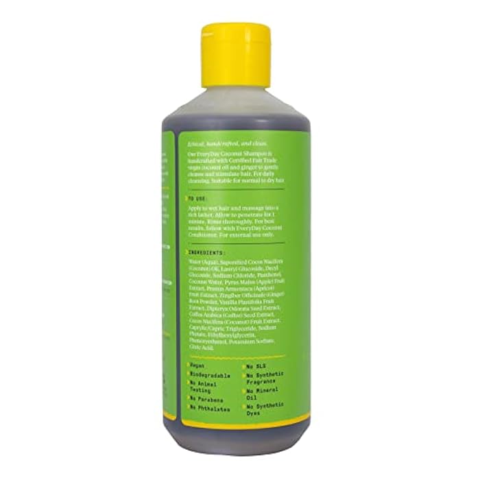 Alaffia Hair Care, Everyday Coconut Shampoo, Gentle & Hydrating Daily Cleansing, Wavy & Curly Hair Products, Vitamin E, Virgin Coconut Oil, Ginger Extract, 16 Fl Oz - Image 3