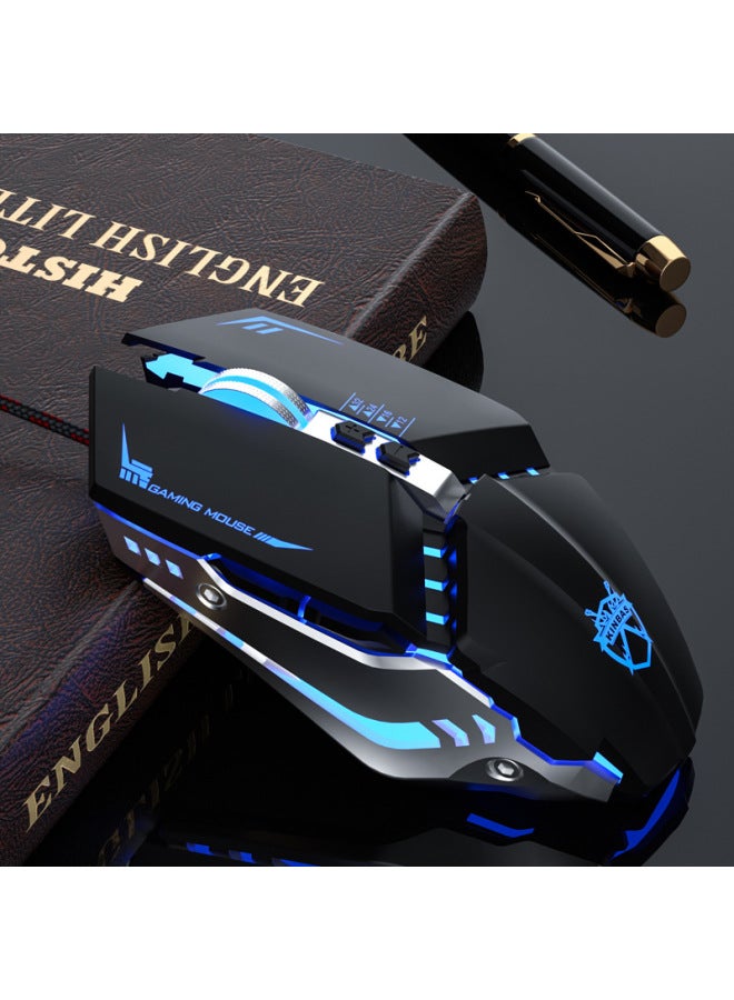 Desktop Macro Mouse Gaming Laptop Special Wrangler Mechanical Home Mute E-sports Wired Office-Color:G9 Cool Black★Metal Base Plate★Silent  - Image 1
