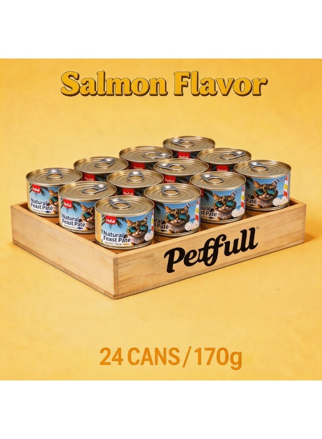 Petfull Salmon Wet Cat Food – 170g Grain-Free Canned Cat Food with Salmon Oil – Hydrolyzed Protein for Skin & Coat Health – Premium Main Meal for Cats & Kittens（Pack of 24） - Image 1