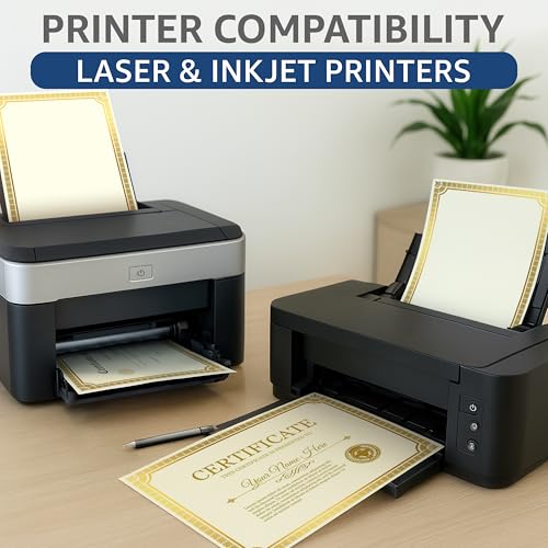 JUZARI 50 Certificate Paper 8.5 x 11 for Printing - Blank Certificate Papers for Award Certificates & Diploma Paper - Premium Gold Foil Award Papers Cardstock for Awards & Certificates Graduation - Image 4