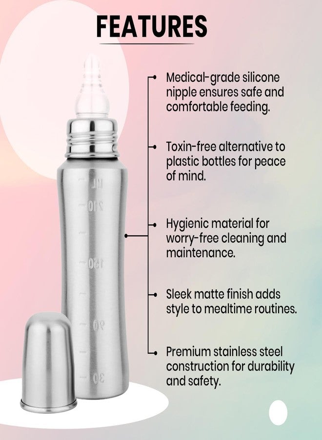 AEREX 304 Grade Stainless Steel Baby Feeding Bottle | Feeding Bottle for Babies, Infants & Toddlers | Milk Drinking Bottle | Ideal for Newborns (240 ml) - Image 4