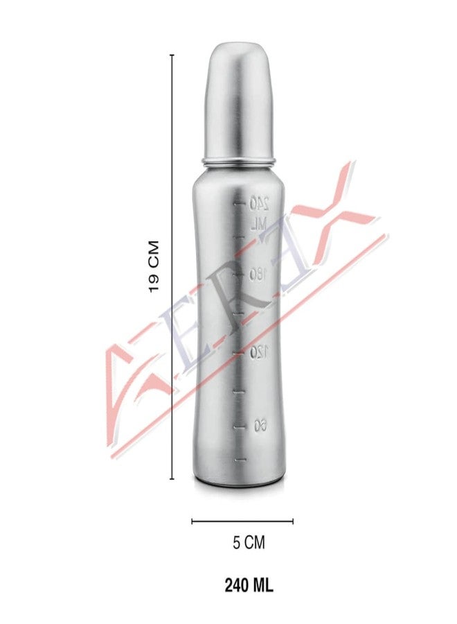 AEREX 304 Grade Stainless Steel Baby Feeding Bottle | Feeding Bottle for Babies, Infants & Toddlers | Milk Drinking Bottle | Ideal for Newborns (240 ml) - Image 2