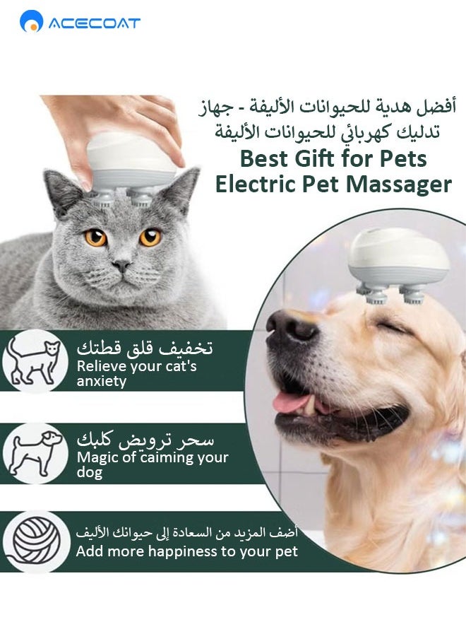 ايسكوت مدلك فروة الرأس الكهربائي من  لتخفيف التوتر والاسترخاء السيليكون لنمو الشعر فرشاة شامبو لتدليك الحيوانات تعمل بالبطارية ابيض  - Image 3