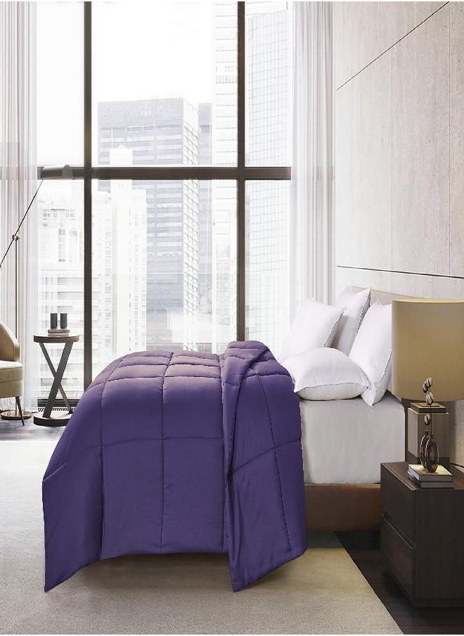 Blue Ridge Home Fashions Blue Ridge Home Fashions Light Weight Solid Microfiber Down Alternative All Season Comforter-Hypoallergenic Polyester Fill, Full/Queen, Purple  - Image 3