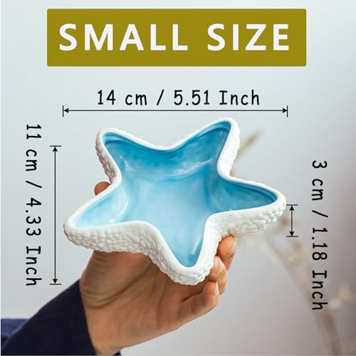 BESSKON Starfish Jewelry Dish for Women, Ceramic Seashell Jewelry Holder Dish, Small Shell Ring Dish Trinket Tray, Aesthetic Room Decor Ocean Jewelry Plate Bowl, Bathroom Jewelry Tray Key Dish Gift - Image 2