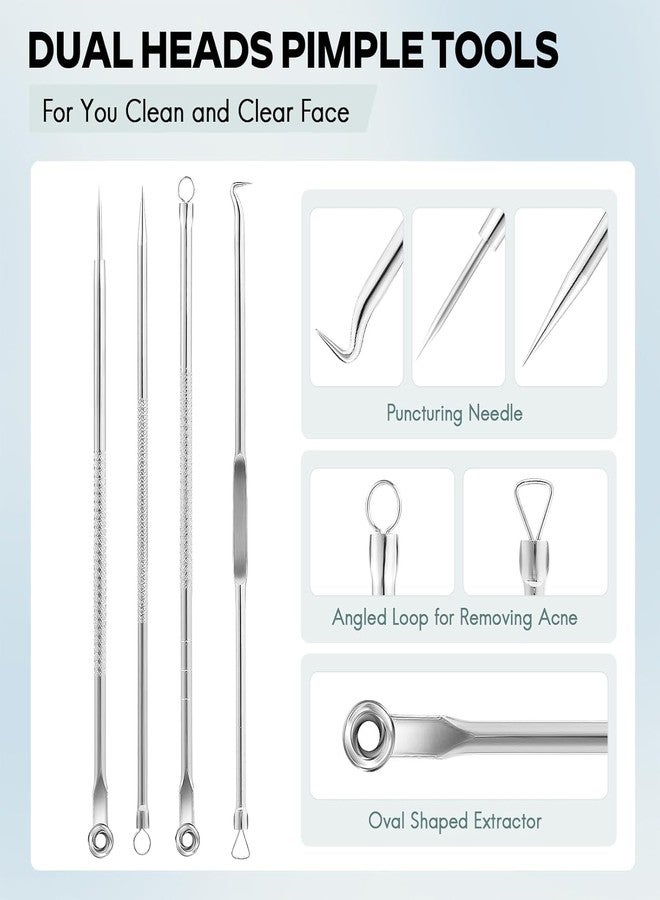 Keli 4 in 1 Blackhead Remover Pimple Popper Tool Box, Pimple Extractor Acne Tools for Face Nose, Stainless Acne Needle Zit Popping Removal Facials Tool - Image 2