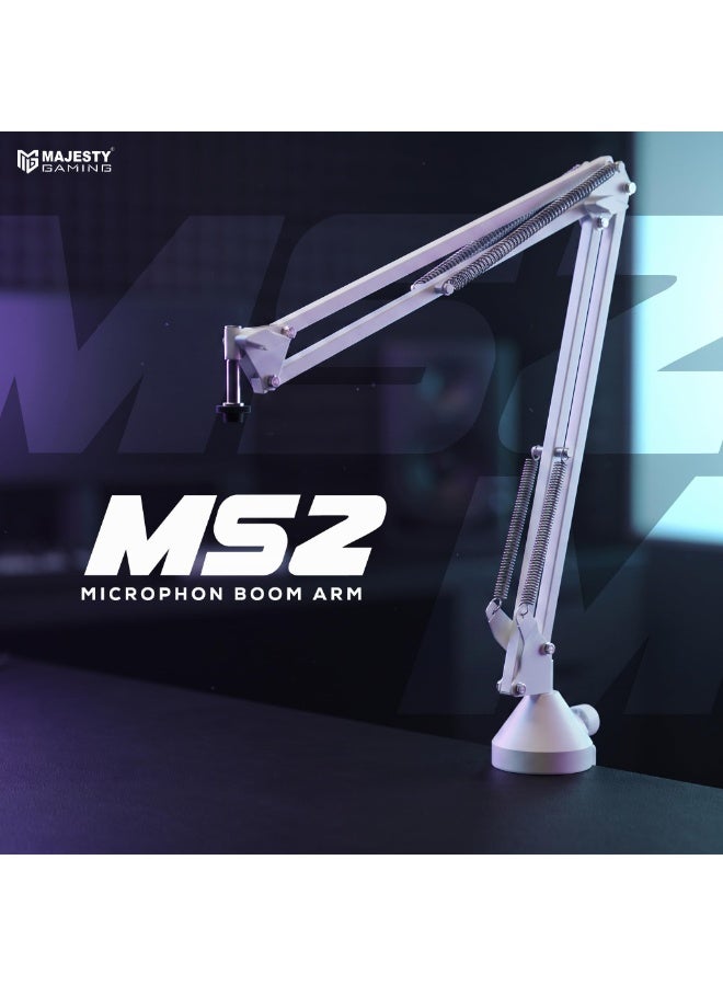 Majesty Microphone Arm with 360 Degree Rotation | Mic Stand for Podcasting, Streaming, Recording, Gaming, Content Making | Internal Cable Management | Anti-Vibration Stand Up to 1.5kg - White - Image 2
