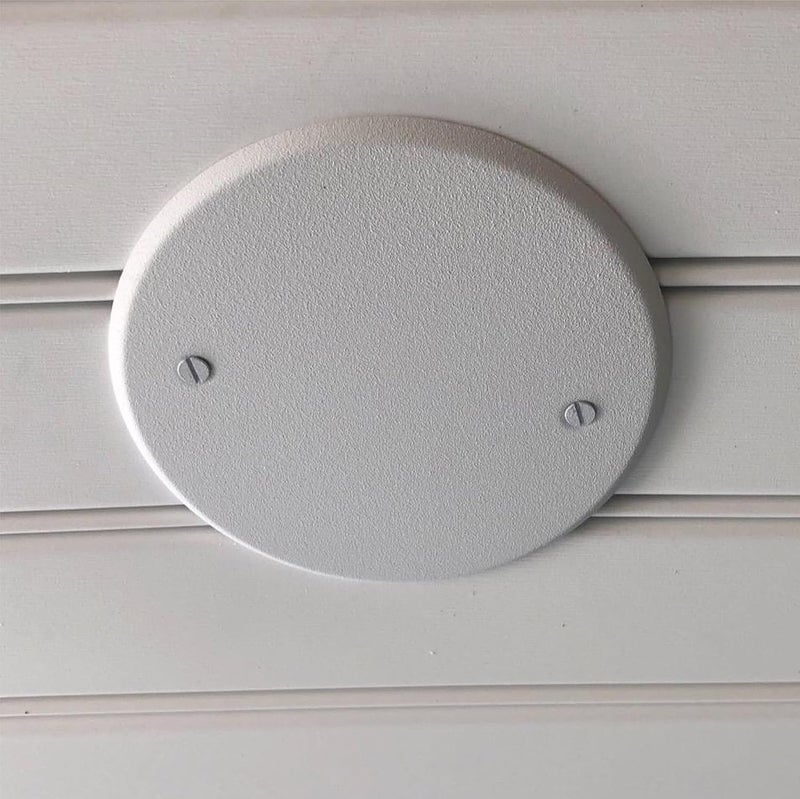 TayMac LPB3400 Flat Round Blank Plate Metallic 5 4-Inch. Box Mount, White Finish - Image 2