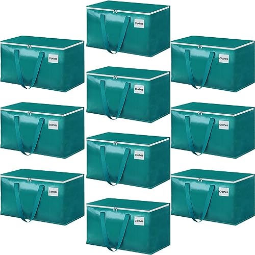 StorageRight Moving BagsHeavy Duty Moving Boxes Storage Totes with Zipper Reinforced Handles and Tag PocketCollapsible Moving Supplies for moving Storage and Travel 93LGreen10 Pack - Image 1
