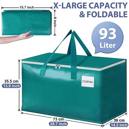 StorageRight Moving BagsHeavy Duty Moving Boxes Storage Totes with Zipper Reinforced Handles and Tag PocketCollapsible Moving Supplies for moving Storage and Travel 93LGreen10 Pack - Image 3