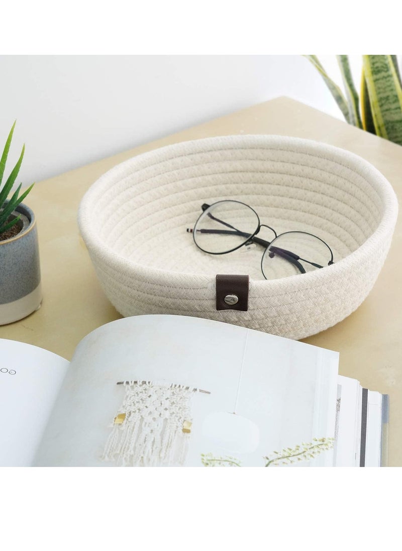 Beauenty Woven Storage Baskets for Organizing Rope Storage Basket Set of 3 Cotton Rope Storage Durable Nursery Baskets Organizer Bins for Baby Toys, Cotton with Corn Skin Design  - Image 4