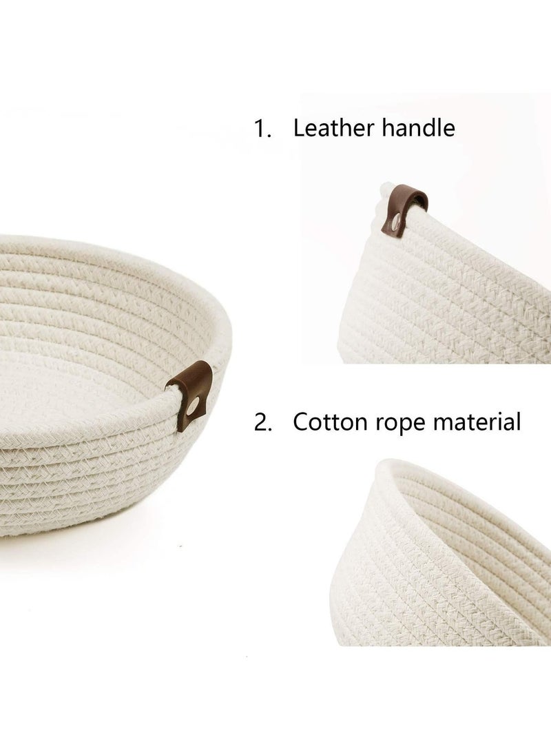 Beauenty Woven Storage Baskets for Organizing Rope Storage Basket Set of 3 Cotton Rope Storage Durable Nursery Baskets Organizer Bins for Baby Toys, Cotton with Corn Skin Design  - Image 2