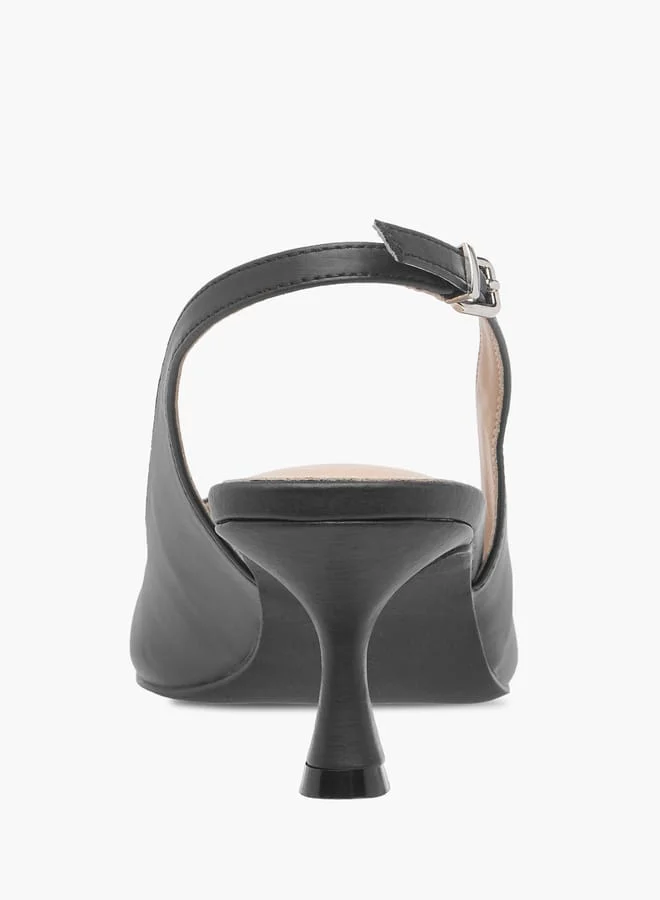 Flora Bella By Shoexpress Women Embellished Slingback Shoes with Kitten Heels and Buckle Closure