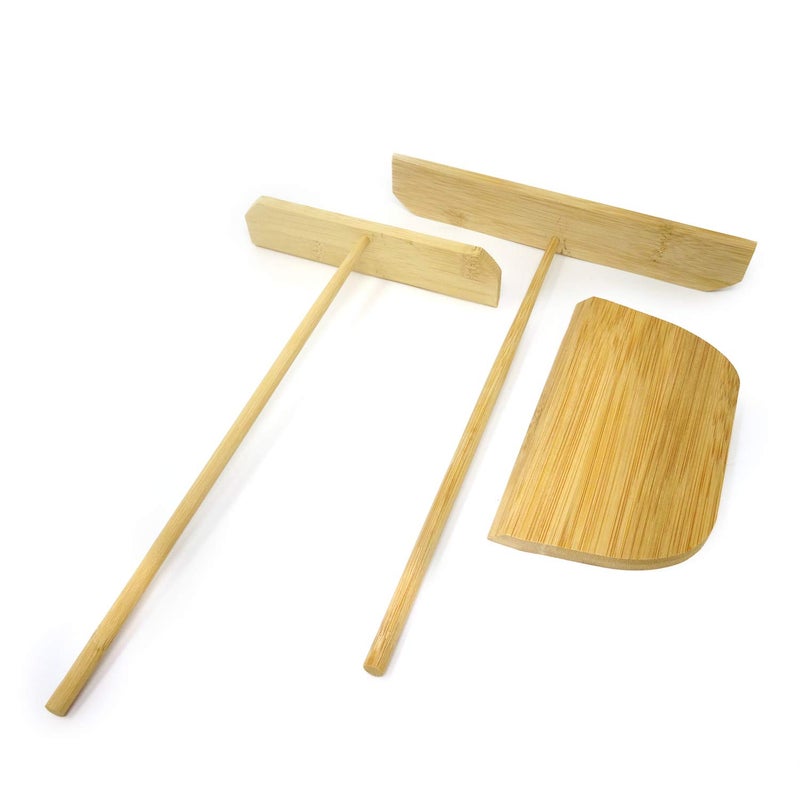 HONBAY أدوات هومباي 3 قطع من الخشب لنشر الكريب بحجمين وملعقة واحدة