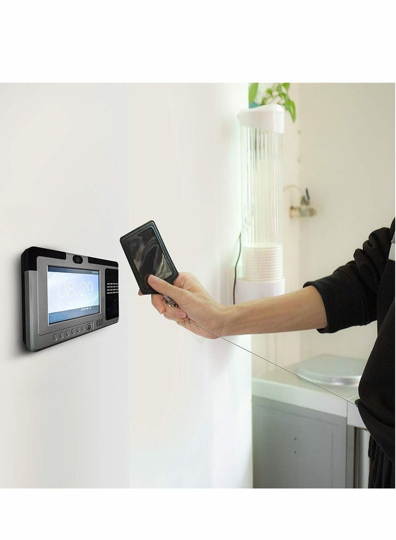 XiuWoo Office Badge Holder, Vertical PU Leather ID Card Holder with 1 Clear Window, Detachable Neck Lanyard Strap, Retractable Reel Holders Set and Pen Case - Image 2