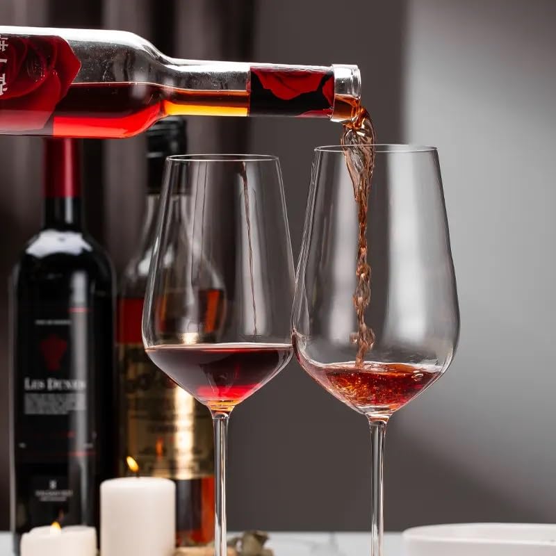 Patrani Fashion Patrani Fashion Red White Wine Glass Curve Wine Glass 350 ML Set of 2 Crystal Brandy Glass Hand Blown LeadFree Ultra Thin Rim Champagne Flute Glass Mix Drinking Glasses Whiskey Glass - Image 5