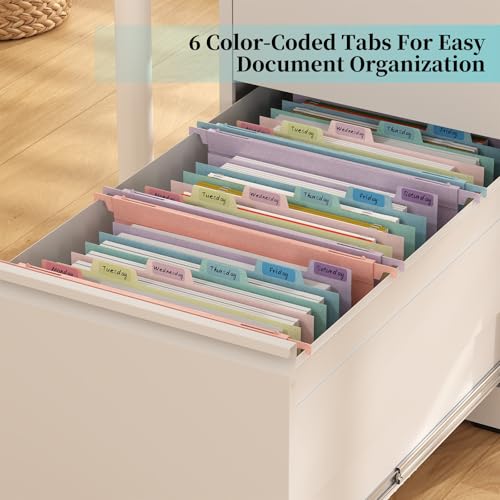 Tbay Expanding Hanging File Folders for Filing Cabinet, 7 Accordion Pockets, 1.2'' Expandable, Multi-Color Tabs, Letter Size, 50% Wheat Straw, 3 Pack (Assorted Pastel) - Image 4
