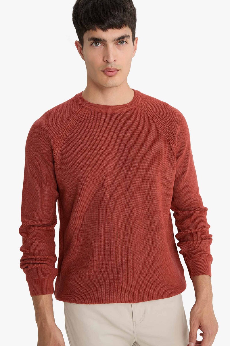 DeFacto Orange Man Standard Fit Crew Neck Knitwear Pullover Casual - Image 1