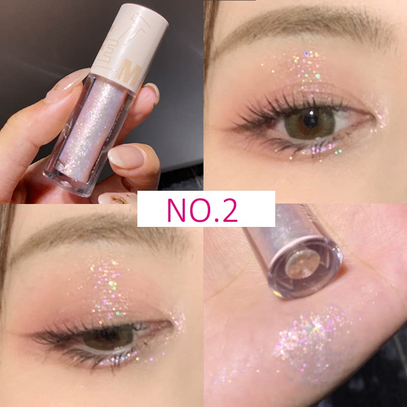 Aolailiya 5pcs Liquid Glitter Eyeshadow set- Sparkling Metallic High Pigmented Glitter Eye Shadow Korean Crystals Makeup, Quick Drying Long Lasting Creates High-Impact Multi Dimensional Eye Looks - Image 4